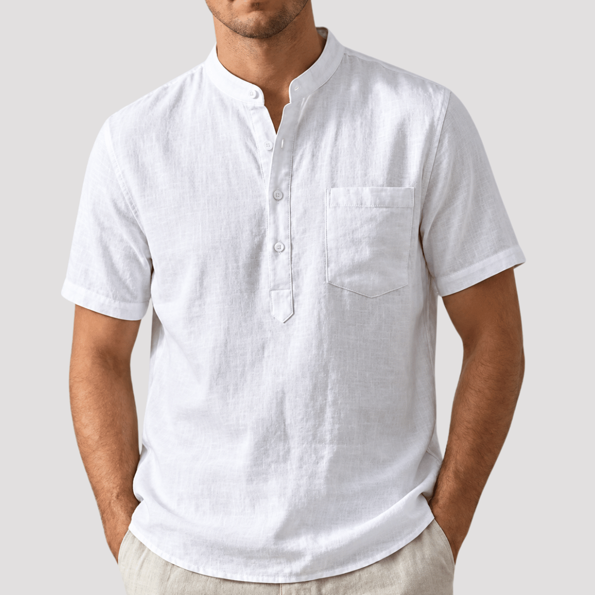 Camisa Henley Masculina com Bolso