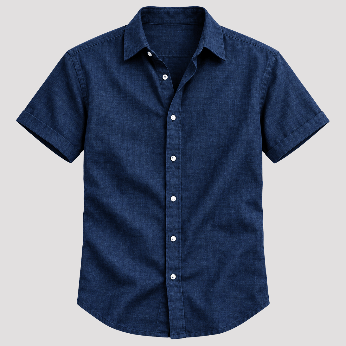 Camisa Masculina de Linho com Botão de Manga Curta