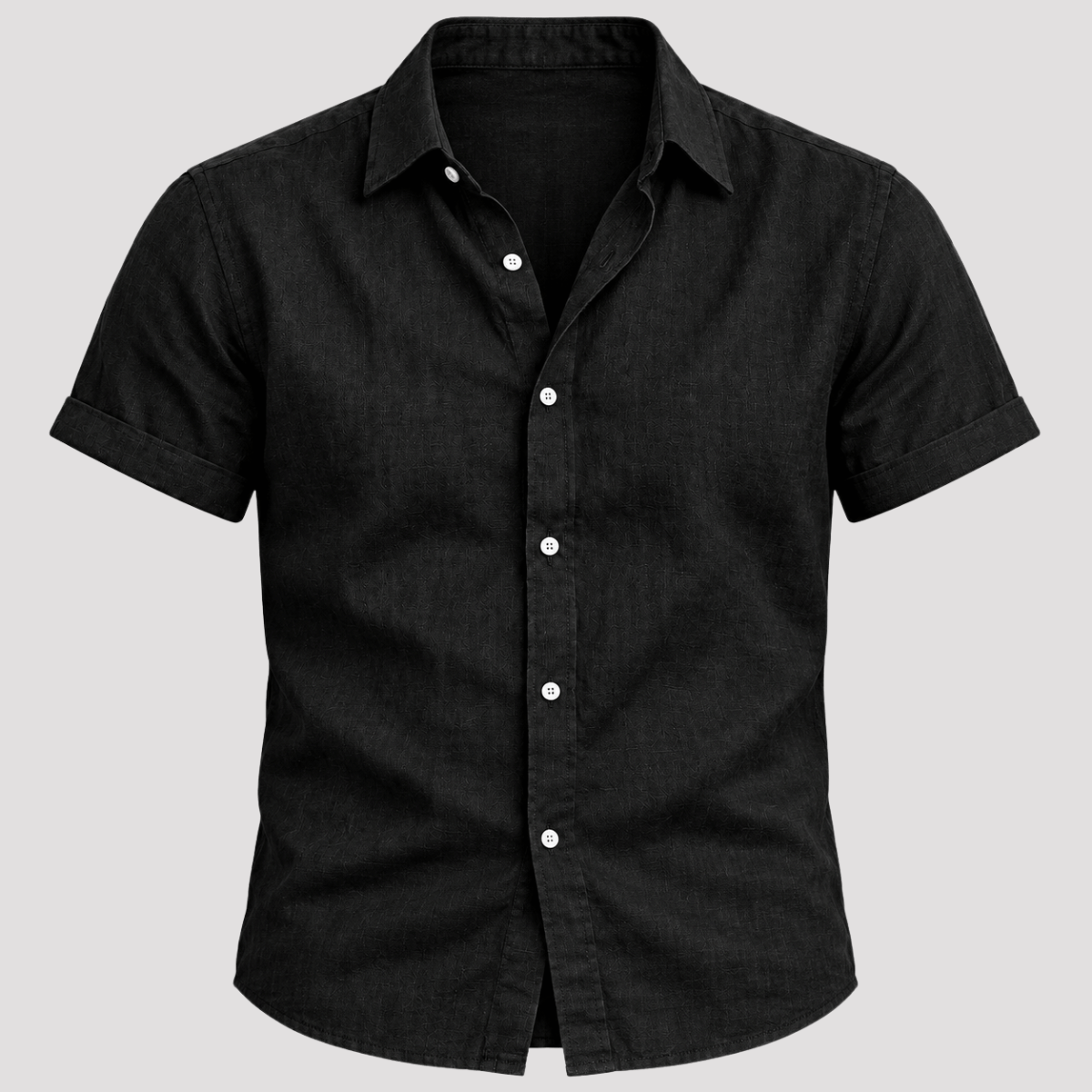 Camisa Masculina de Linho com Botão de Manga Curta