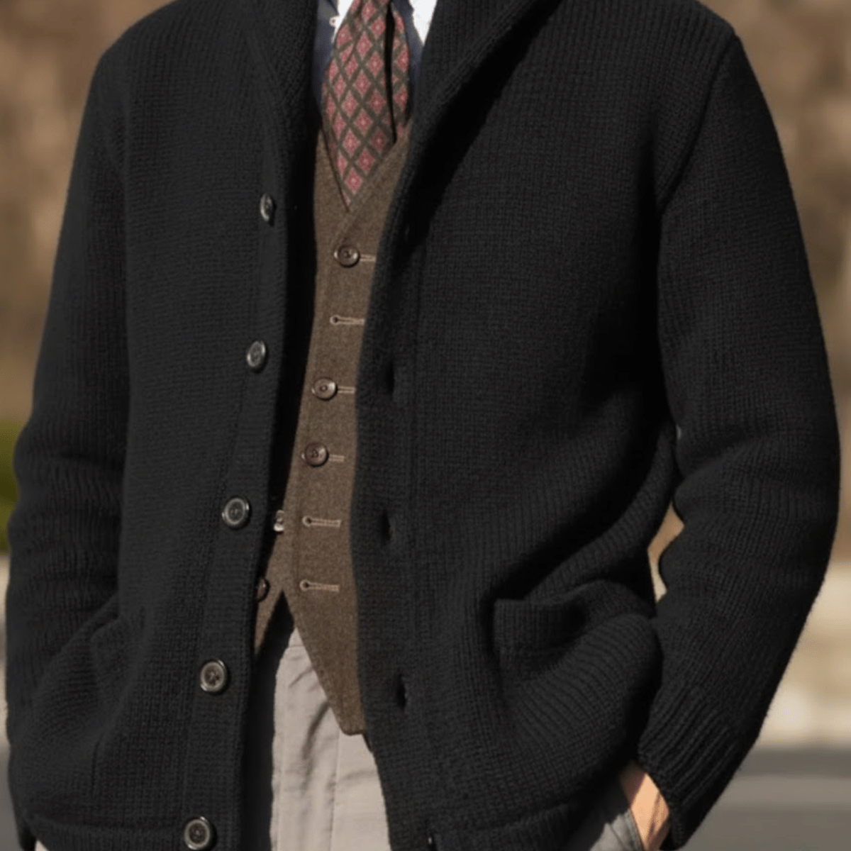 Cardigan Masculino Tricot Flanelado