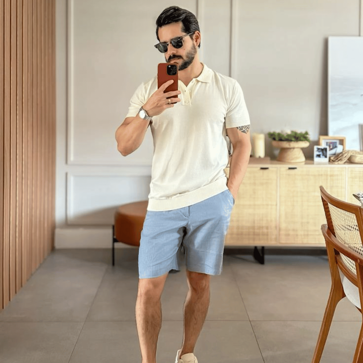 Bermuda de Linho Masculina Lisa