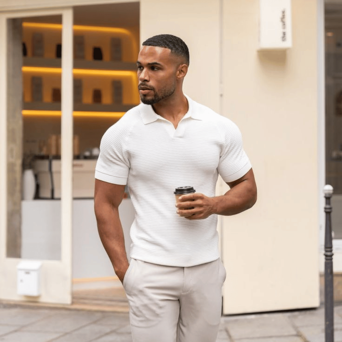 Camisa Polo Masculina Texturizada