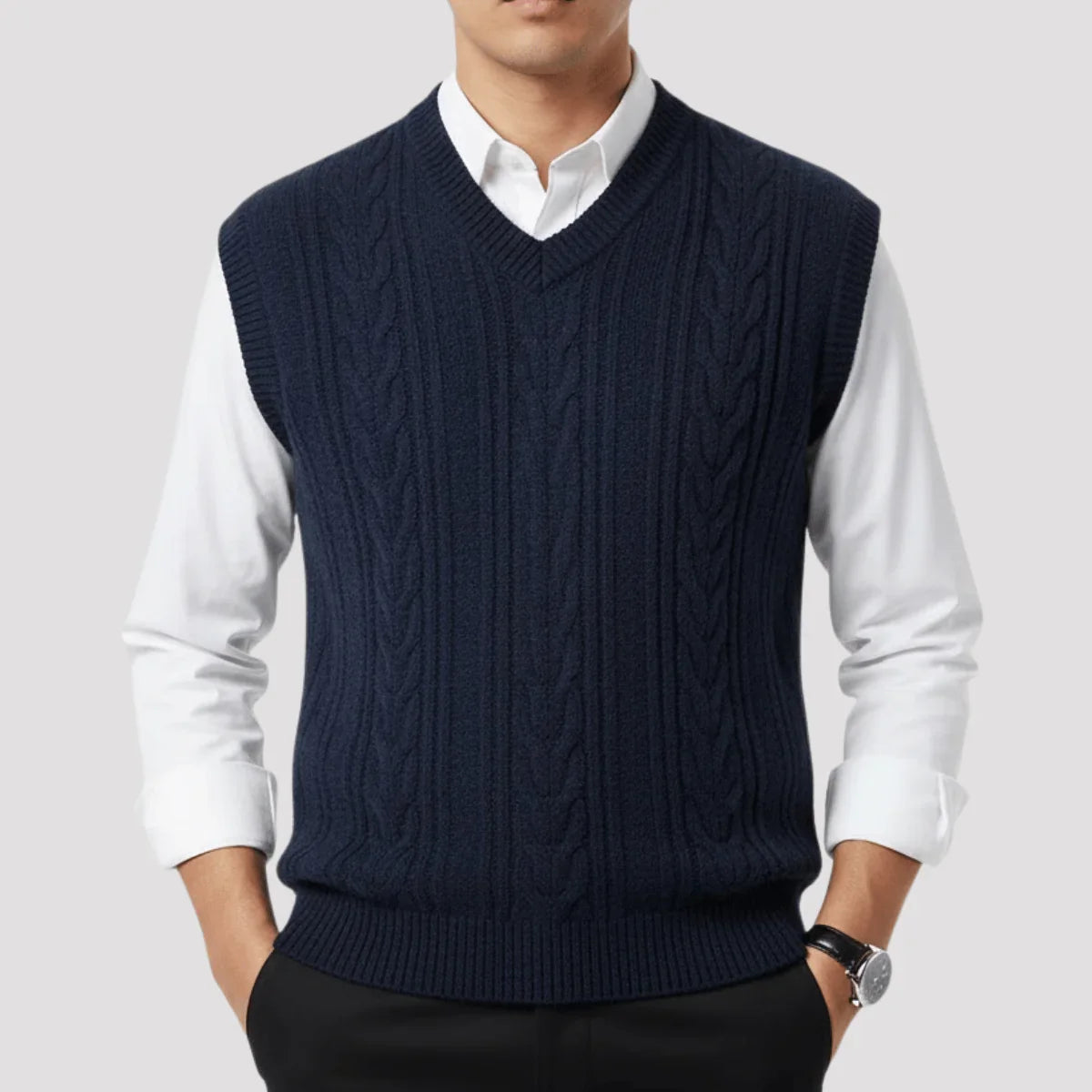 Colete Masculino de Tricot em Lã