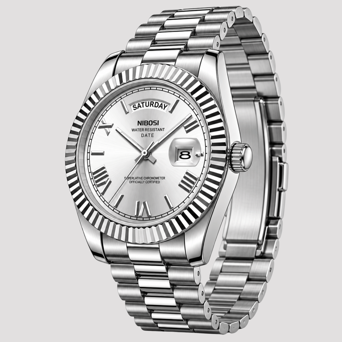 Relógio Masculino Pulseira Presidente e Calendário Duplo