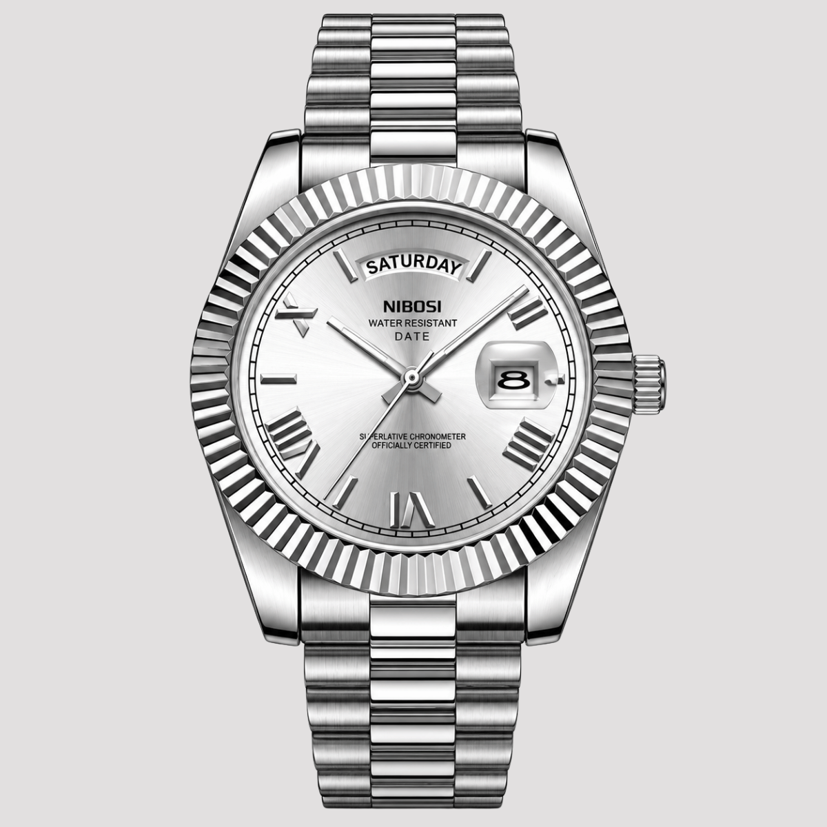 Relógio Masculino Pulseira Presidente e Calendário Duplo