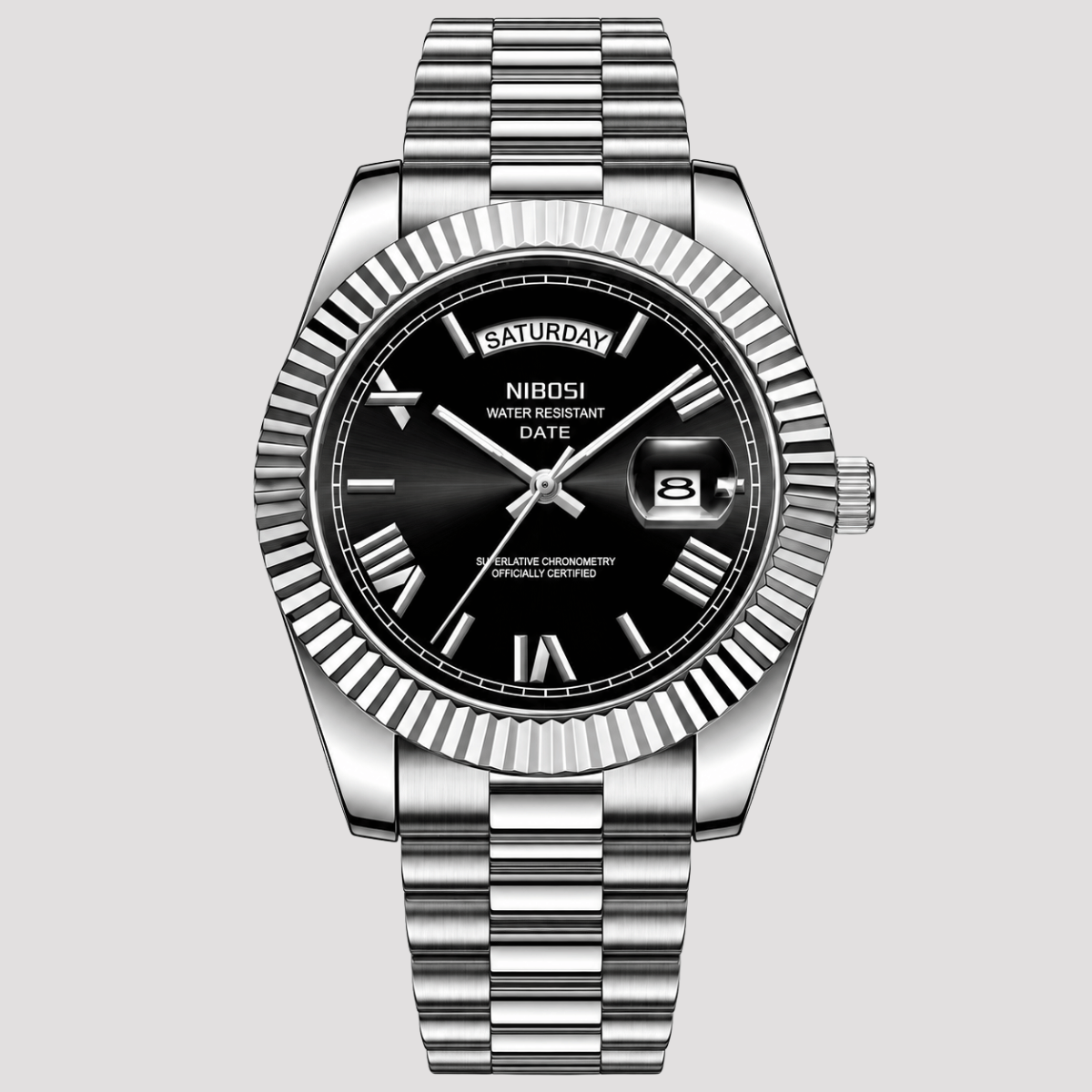 Relógio Masculino Pulseira Presidente e Calendário Duplo