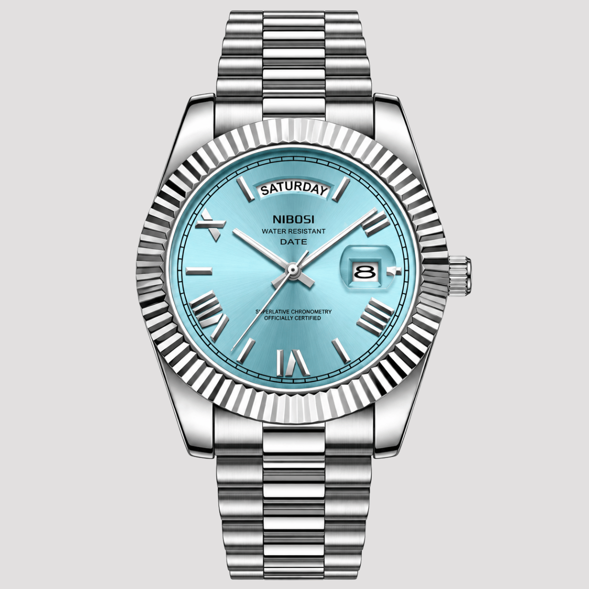 Relógio Masculino Pulseira Presidente e Calendário Duplo