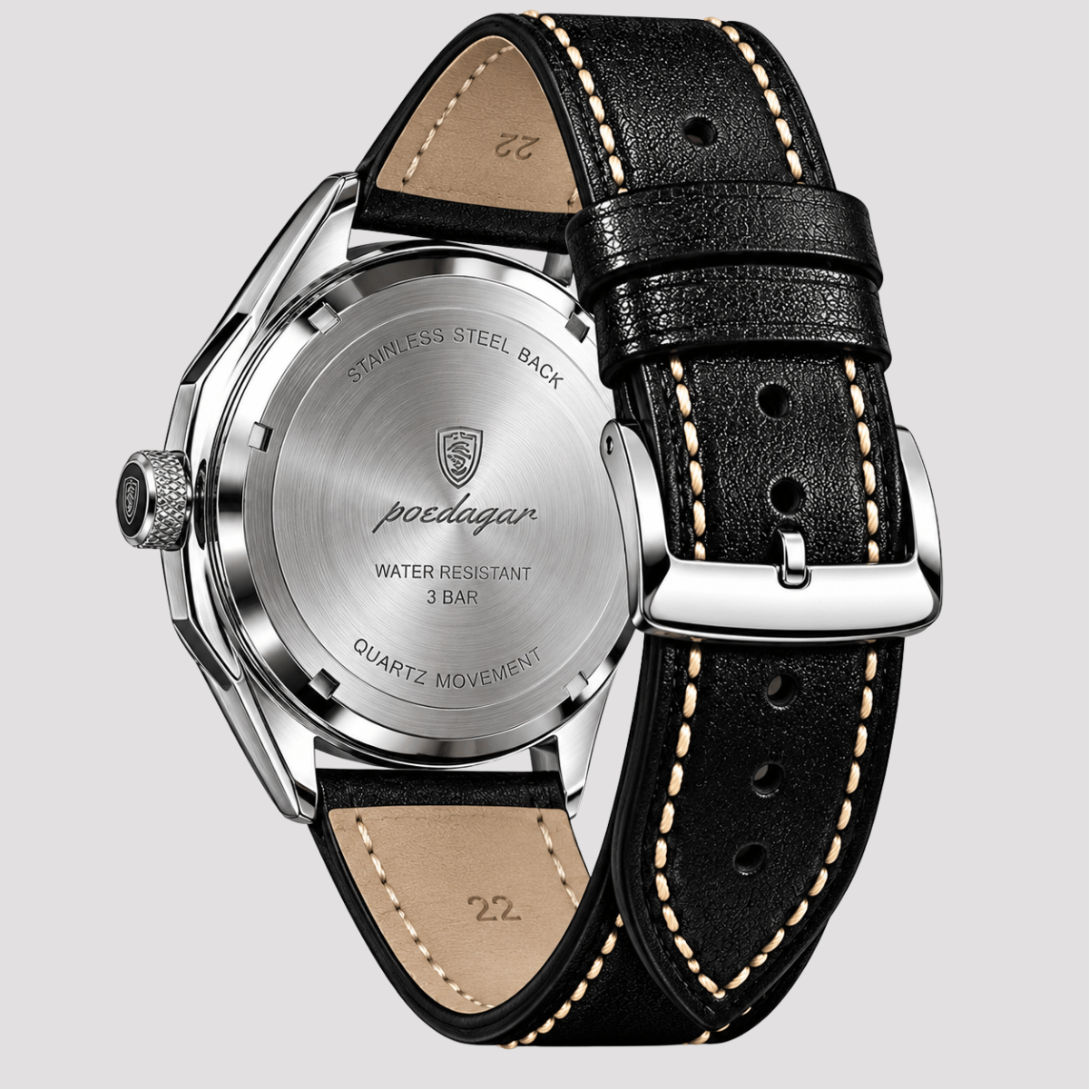 Relógio Masculino de Pulso Design Octogonal e Caixa Prateada