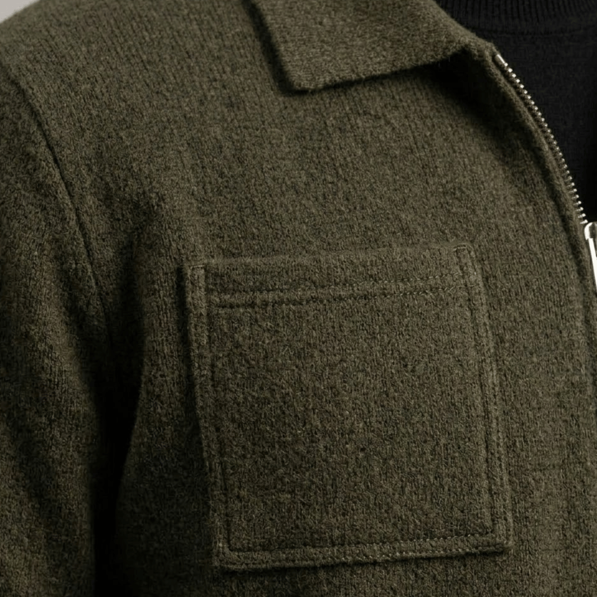 Jaqueta Masculina Trucker de Lã com Zíper