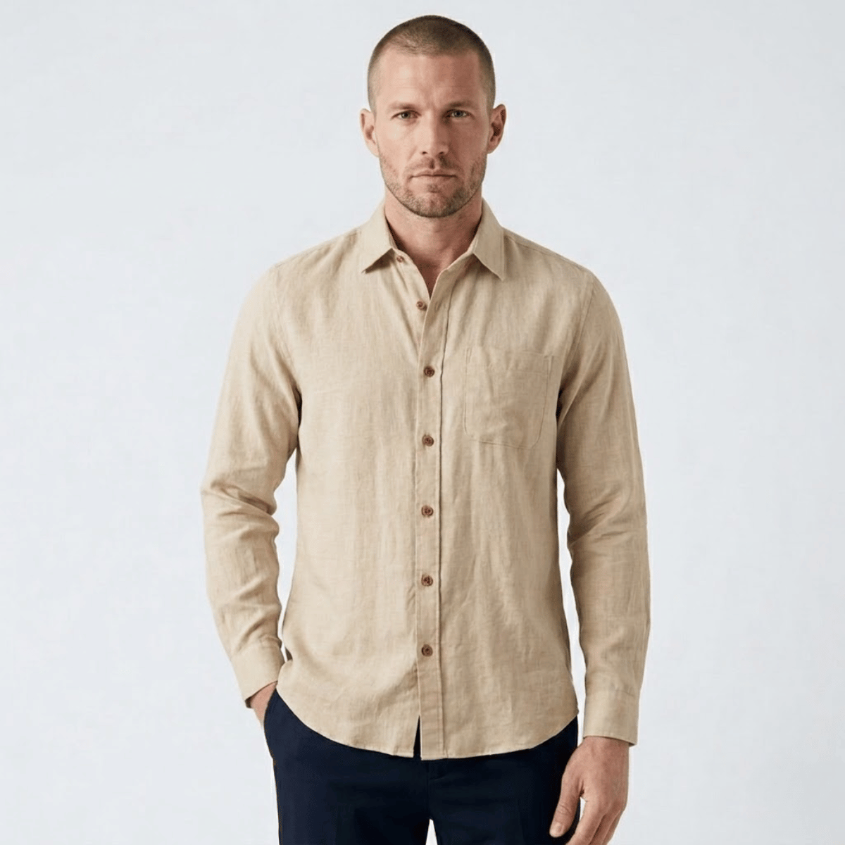 Camisa de Linho Masculina Manga Longa