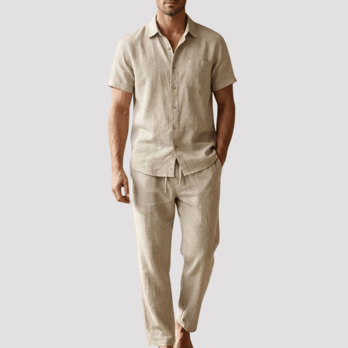 Conjunto Masculino de Linho Bege Madrid
