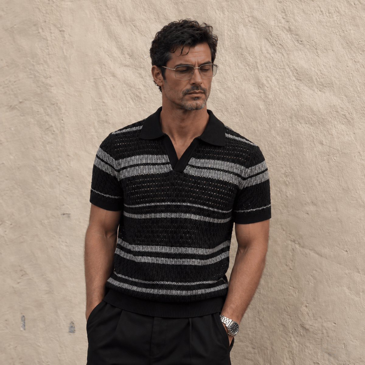 Camisa Polo Tricot Masculina Preta