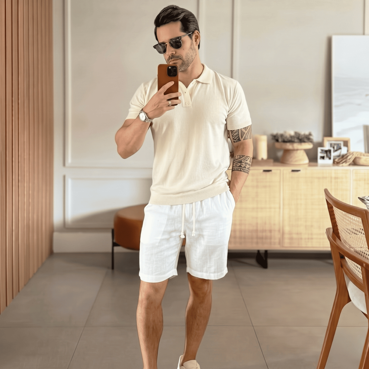 Kit 4 Bermudas de Linho Masculina Branca