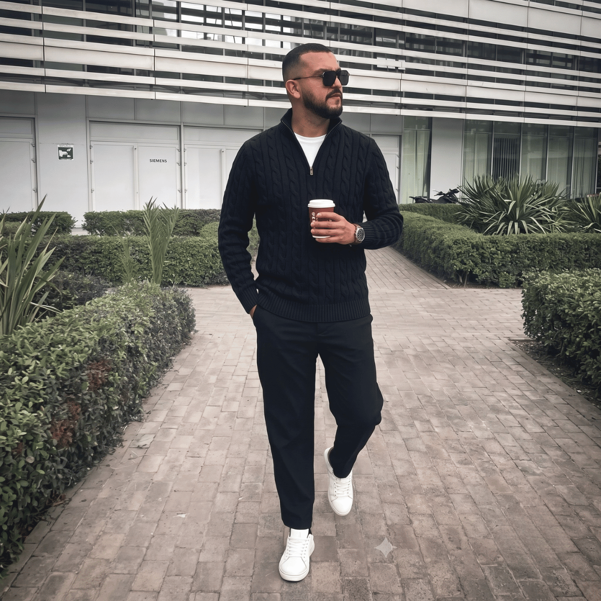 Suéter Quarter Zip Masculino Texturizado