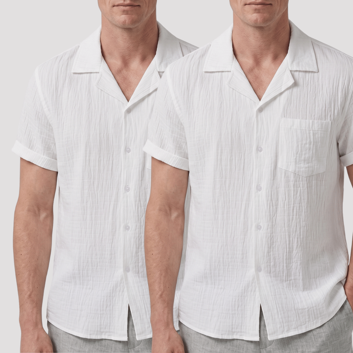 Kit 2 Camisa de linho masculina manga curta com bolso