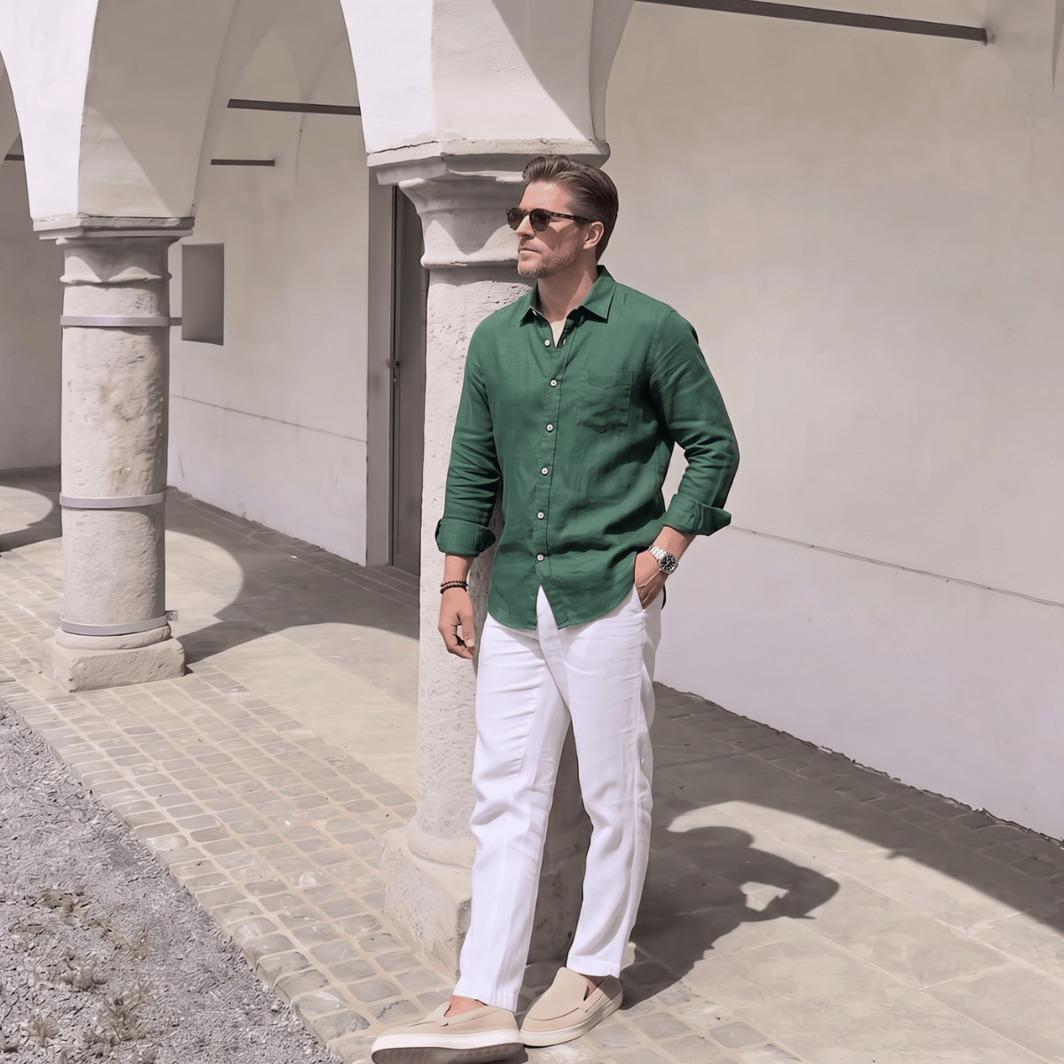 Camisa de Linho Masculina Manga Longa