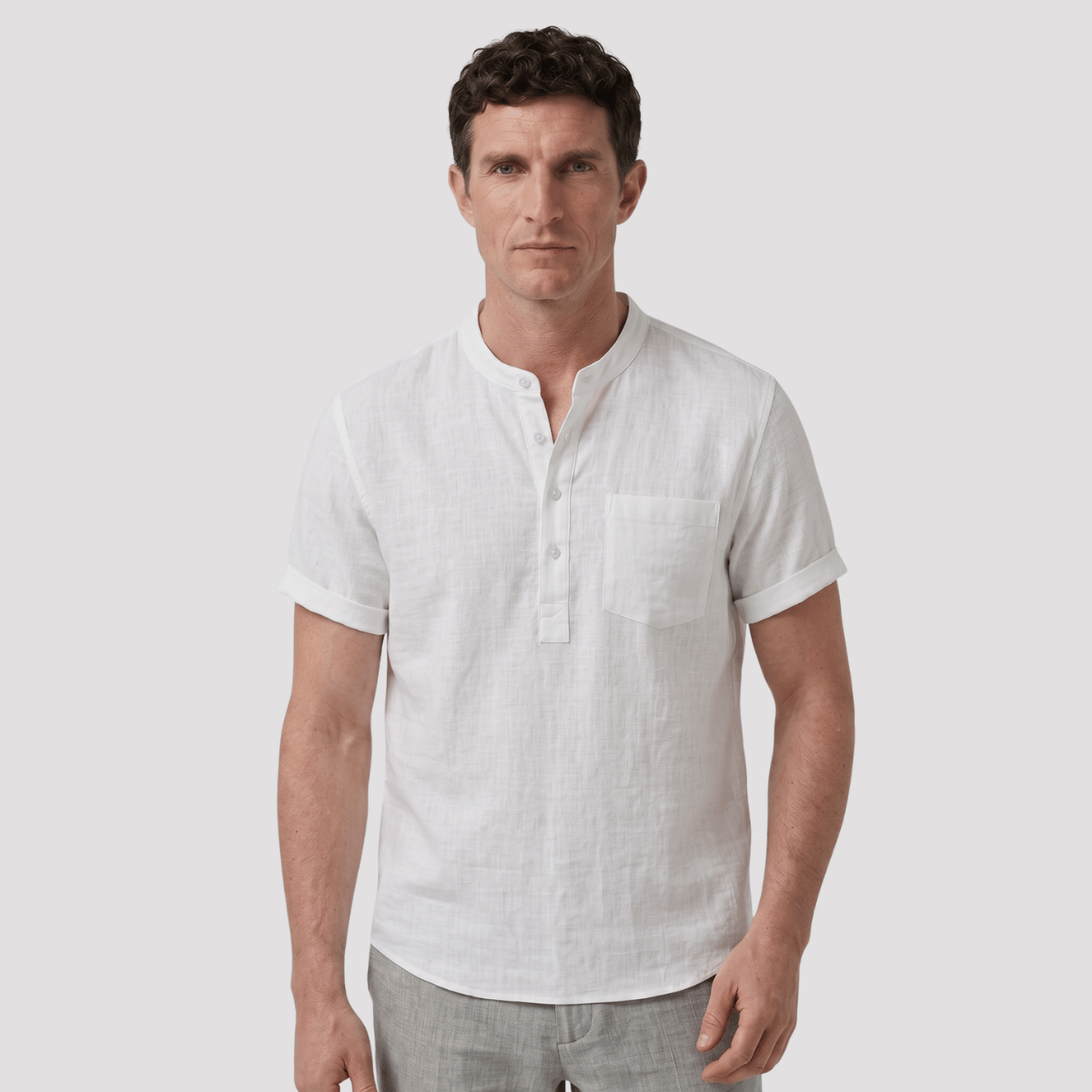 Kit 5 Camisa Henley masculina de manga curta com bolso