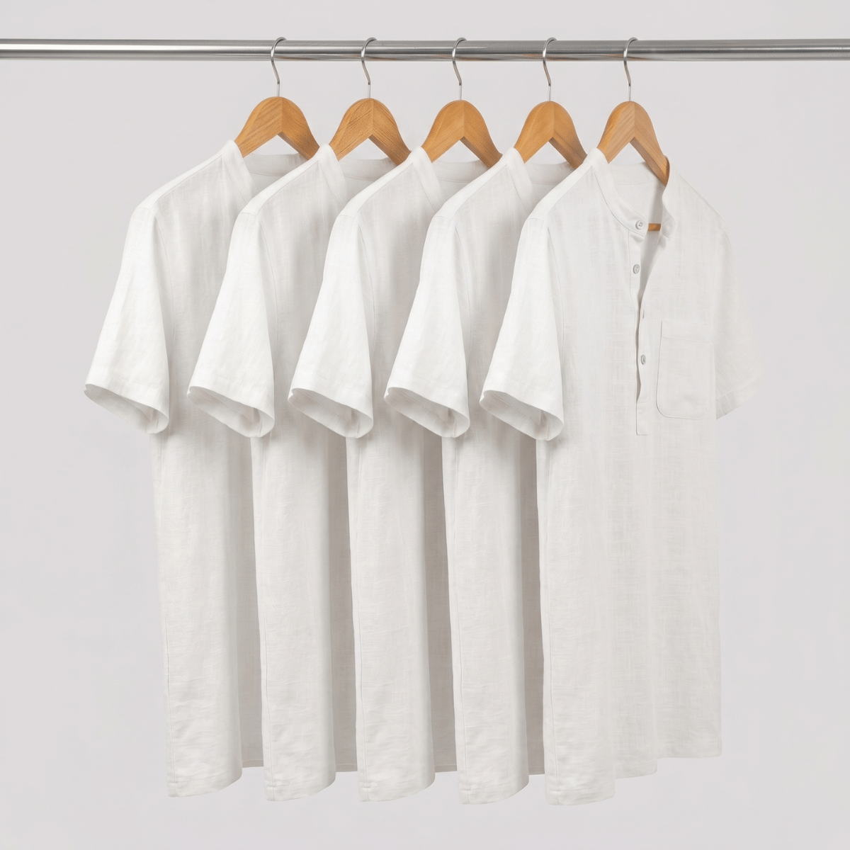 Kit 5 Camisa Henley masculina de manga curta com bolso
