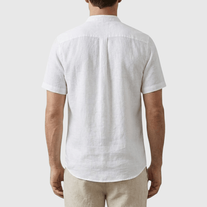 Camisa de Linho Masculina Henley com Bolso