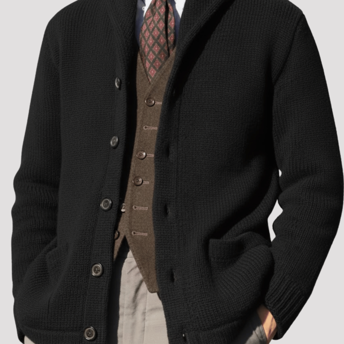 Cardigan Masculino Tricot Flanelado