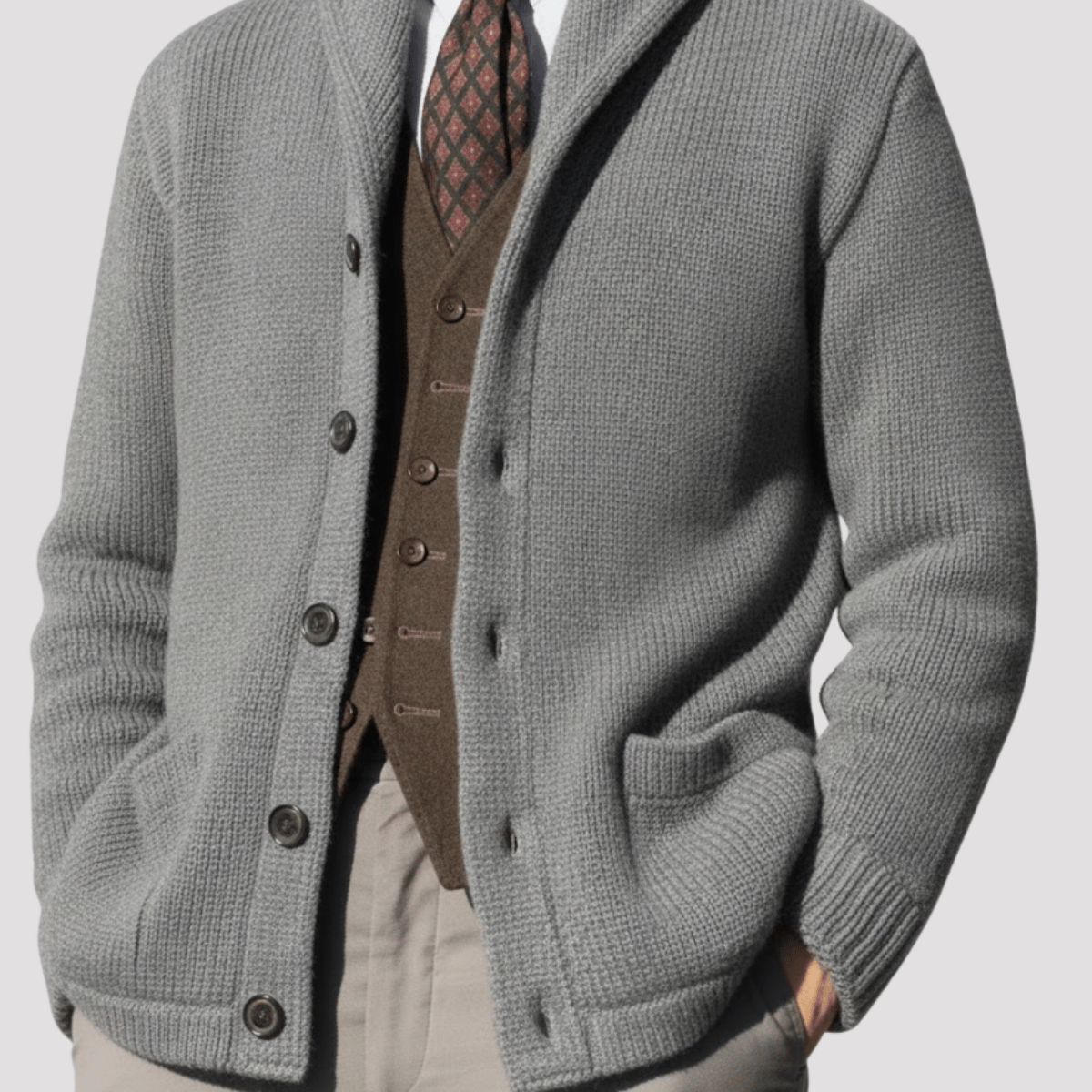 Cardigan Masculino Tricot Flanelado
