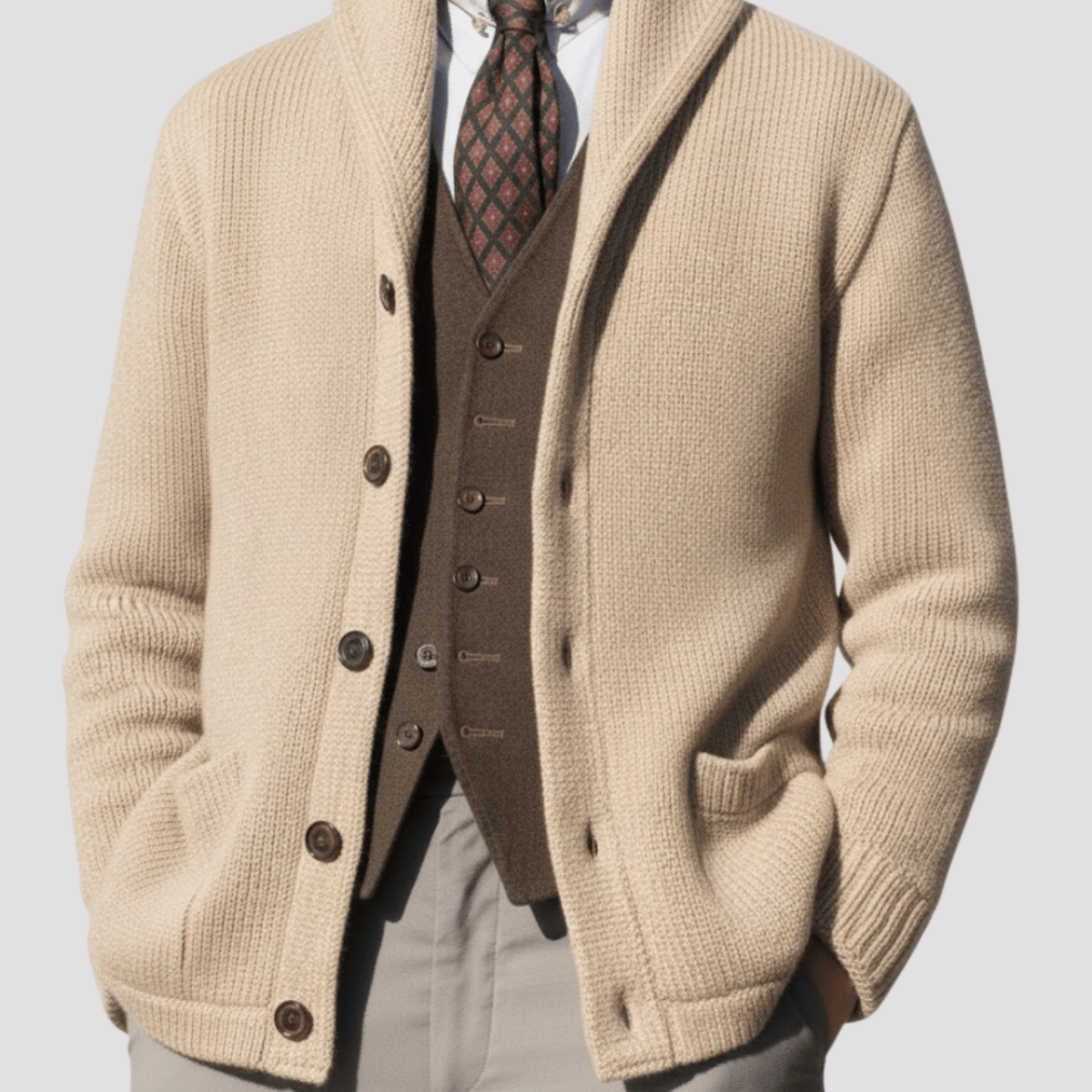 Cardigan Masculino Tricot Flanelado