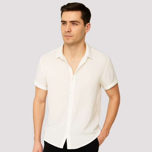 Camisa Manga Curta Linho de Luxo Ditorino
