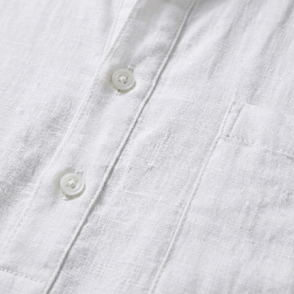 Camisa de Linho Masculina Henley com Bolso