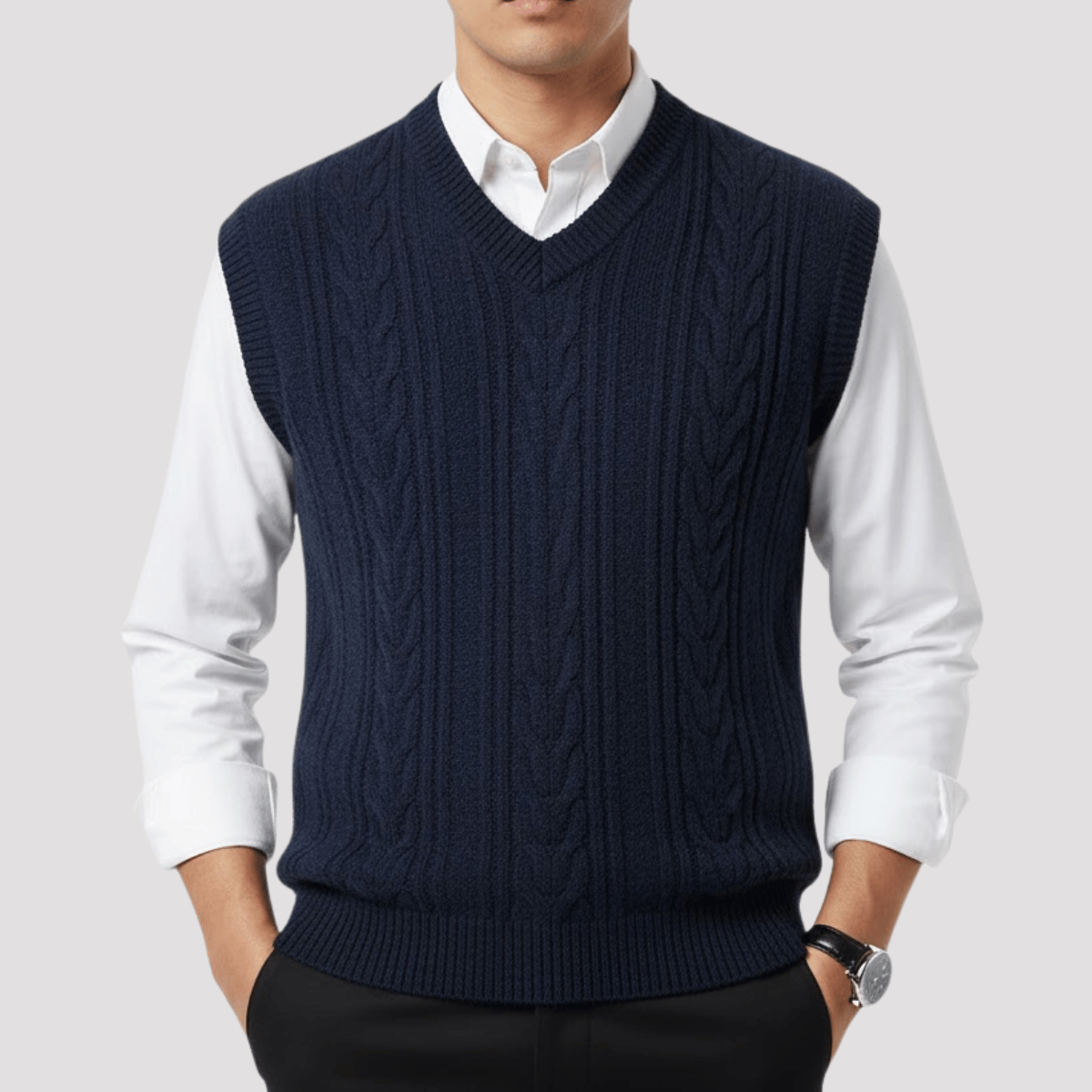 Colete Masculino de Tricot em Lã