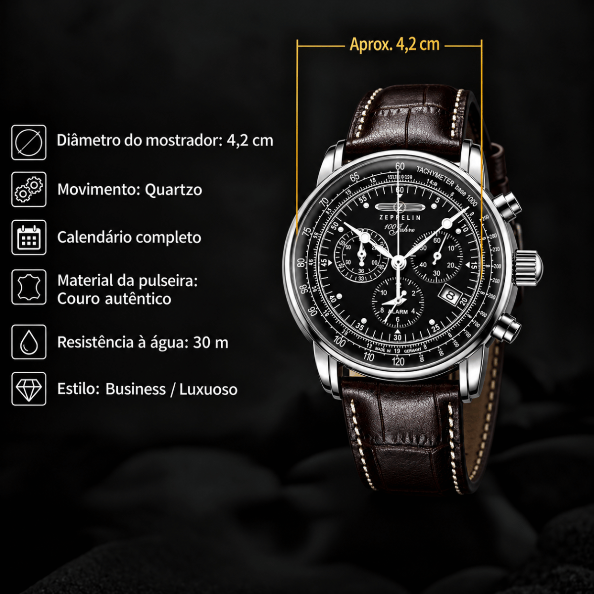 Kit 3 Relógios Masculinos Cronógrafo com Pulseira Elegante