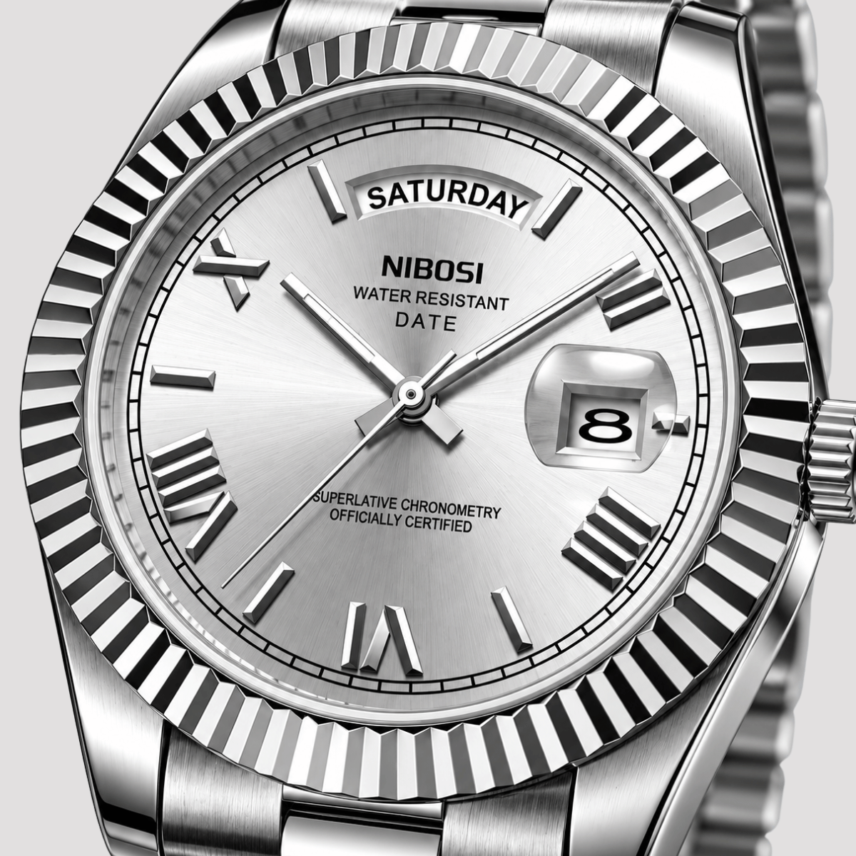 Relógio Masculino Pulseira Presidente e Calendário Duplo