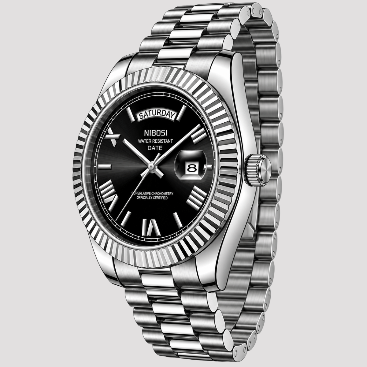 Relógio Masculino Pulseira Presidente e Calendário Duplo