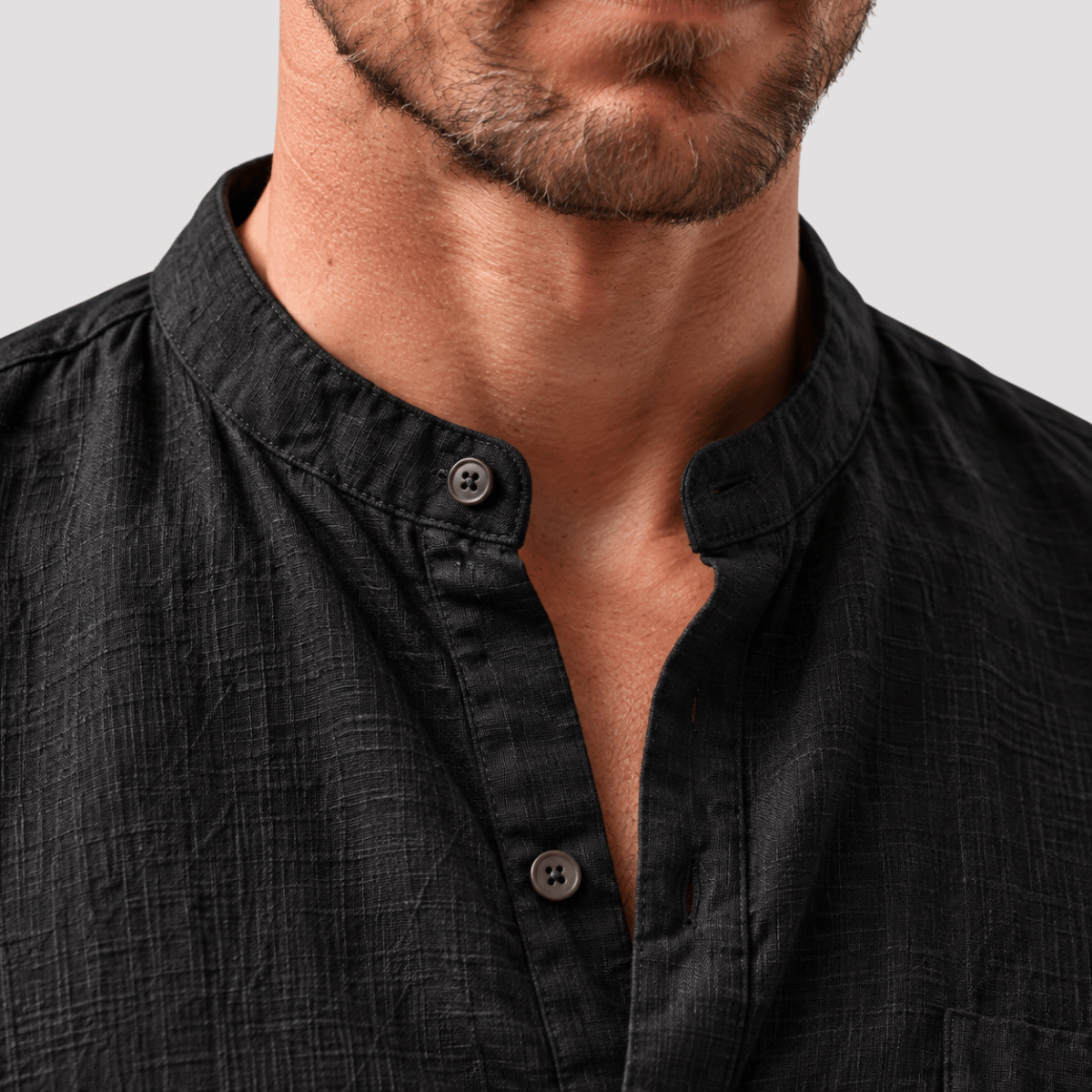 Camisa Masculina de Linho Gola Padre