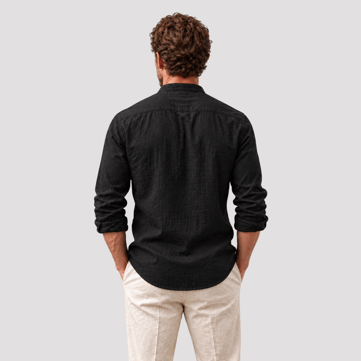 Camisa Masculina de Linho Gola Padre
