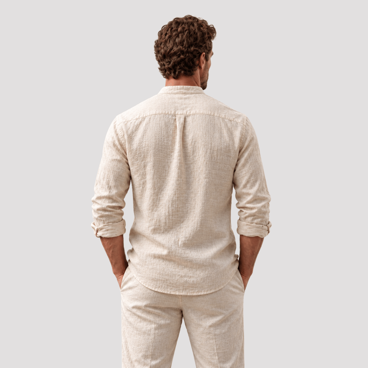 Camisa Masculina de Linho Gola Padre