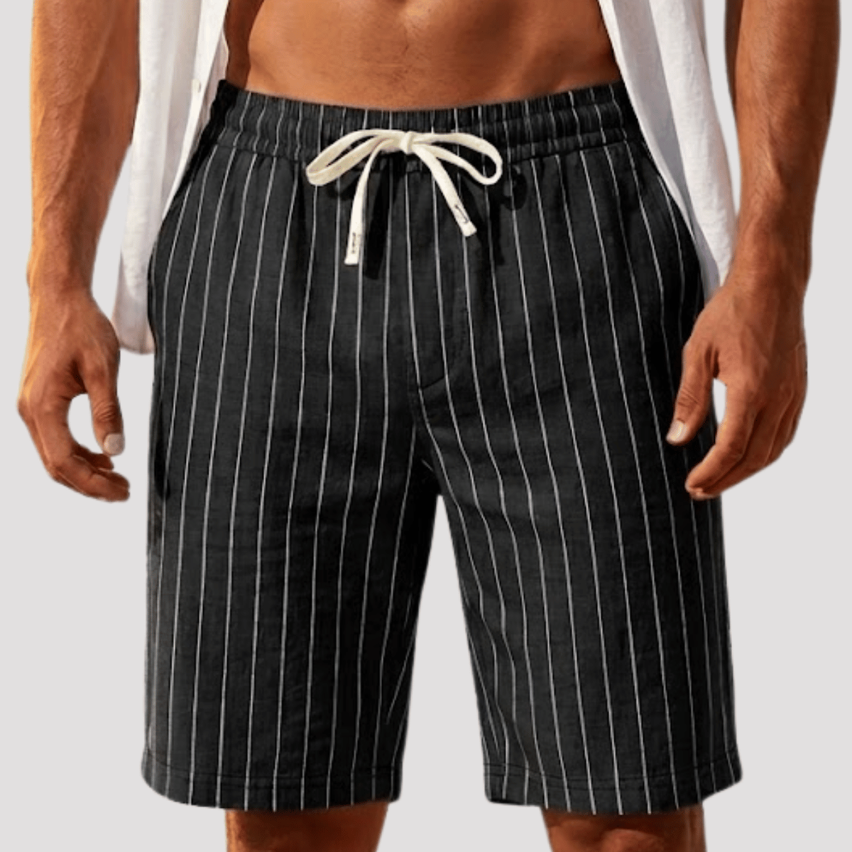 Bermuda Masculina Listrada de linho