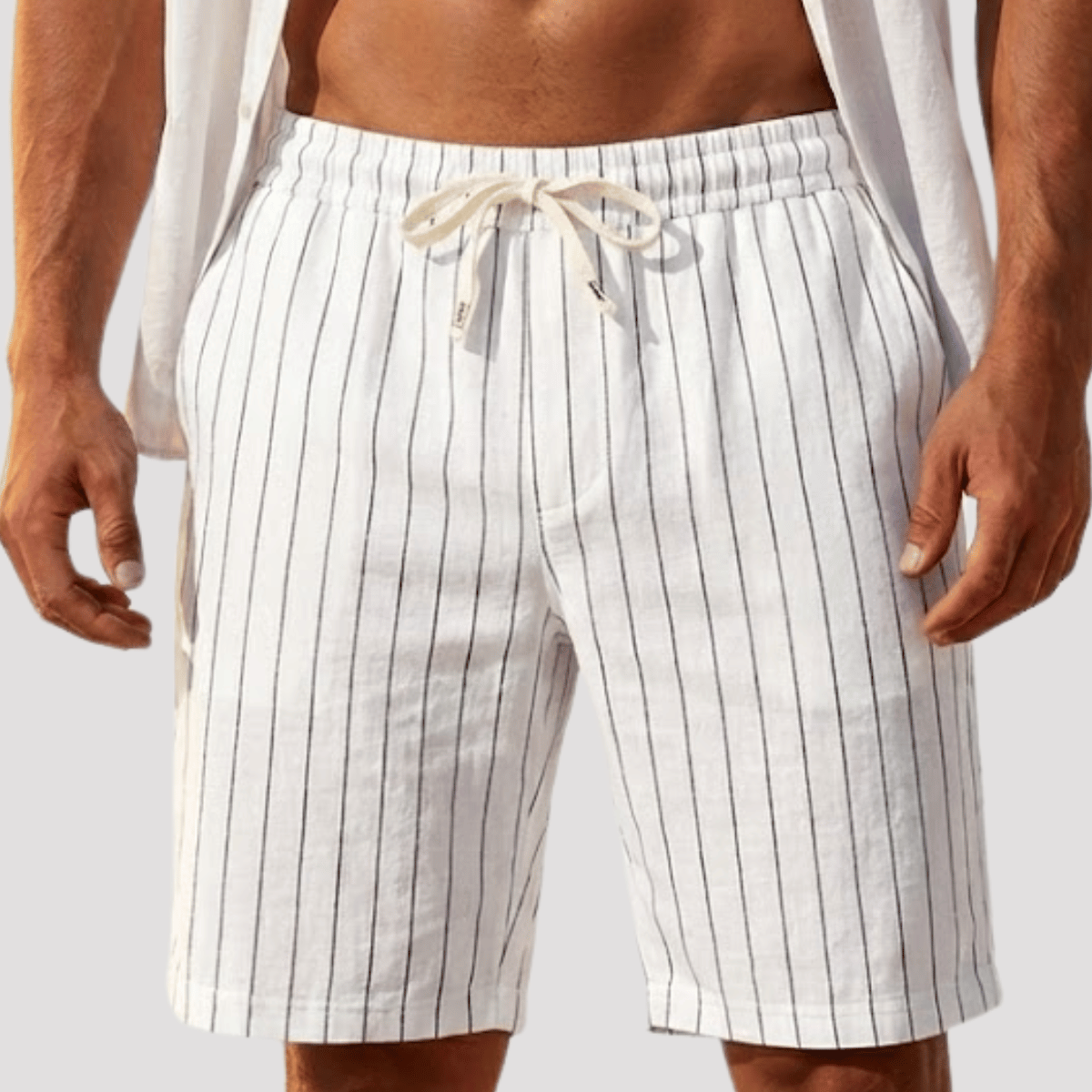 Bermuda Masculina Listrada de linho