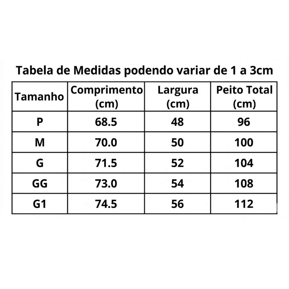 Tabela de Medidas