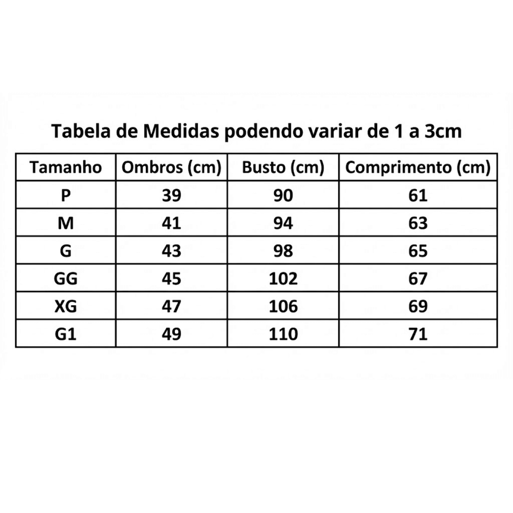 Tabela de Medidas