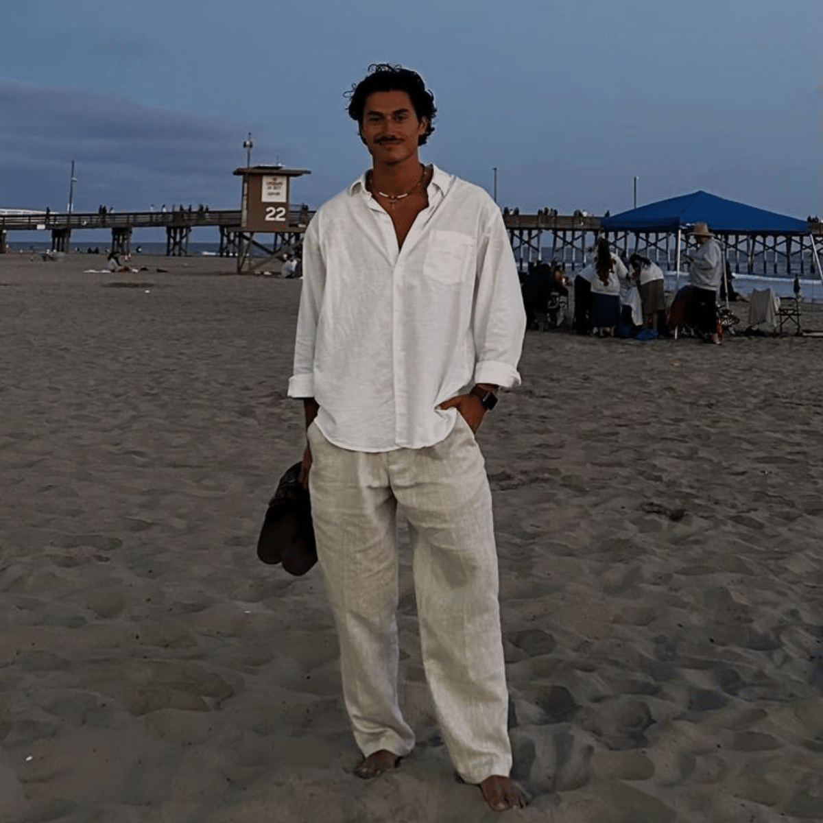 Calça de linho Masculina Slim Mônaco