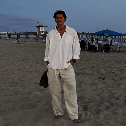 Calça de linho Masculina Slim Mônaco