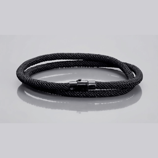 Pulseira Masculina Minimalista Dupla Preta