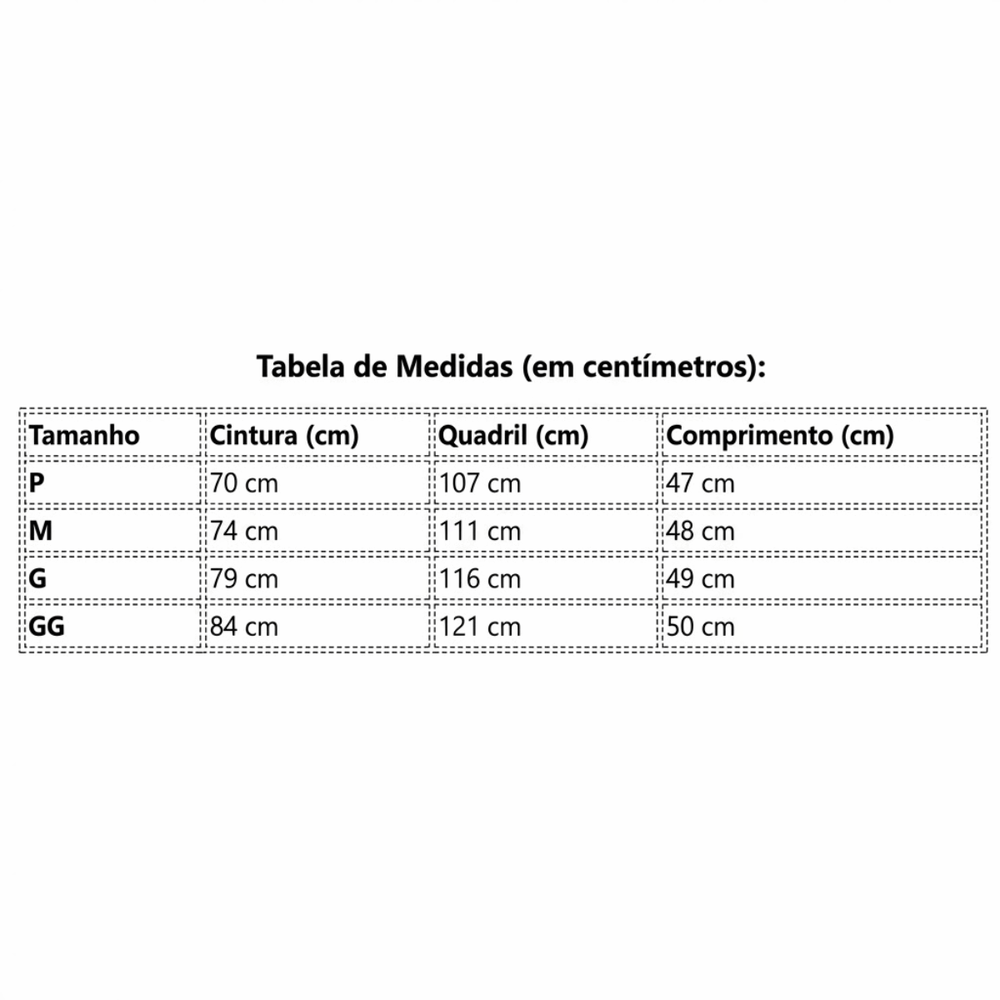 Tabela de Medidas