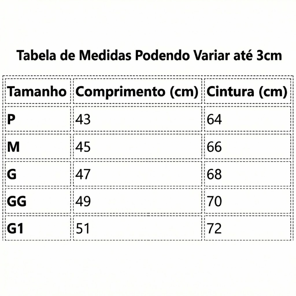 Tabela de Medidas