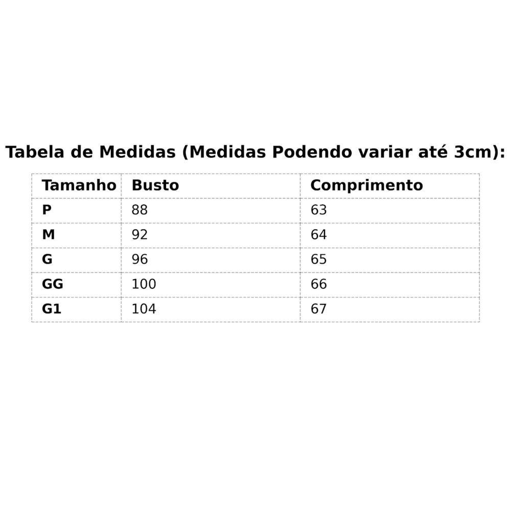 Tabela de Medidas