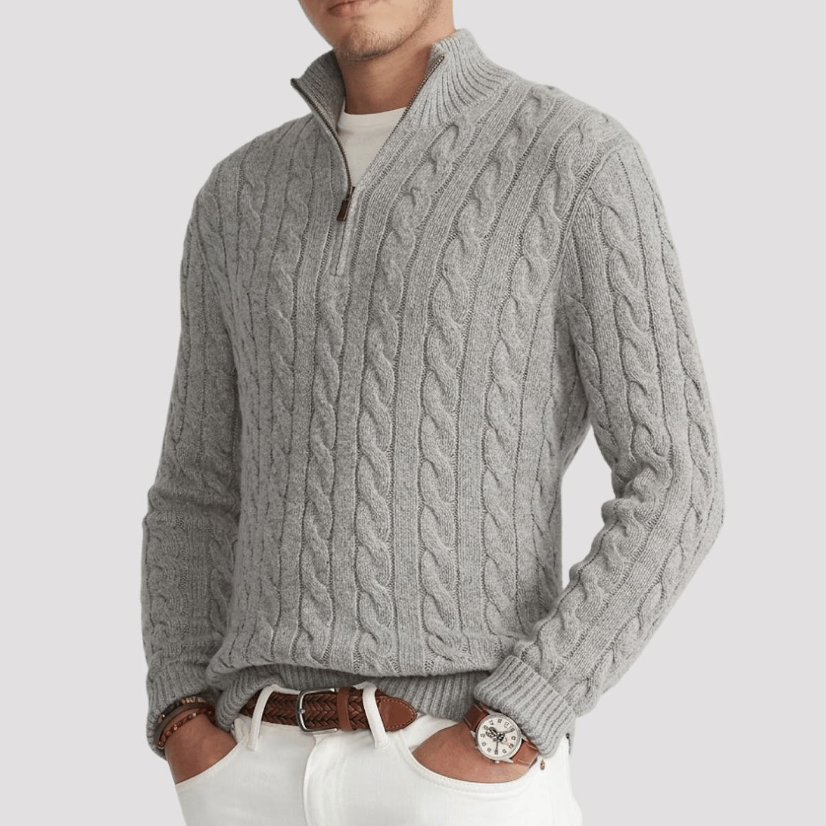 Suéter Quarter Zip Masculino Texturizado