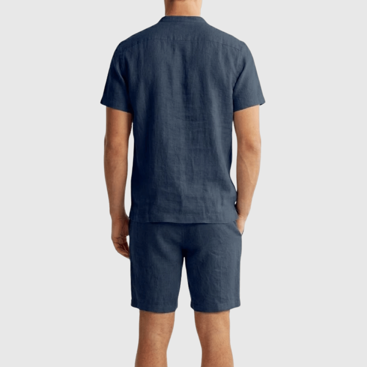 Conjunto Bermuda e Camiseta Casual em Linho