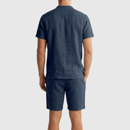 Conjunto Bermuda e Camiseta Casual em Linho