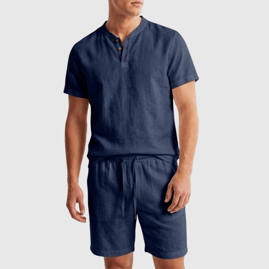 Conjunto Bermuda e Camiseta Casual em Linho