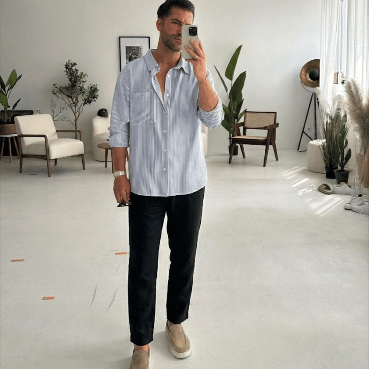 Calça de linho Masculina reta